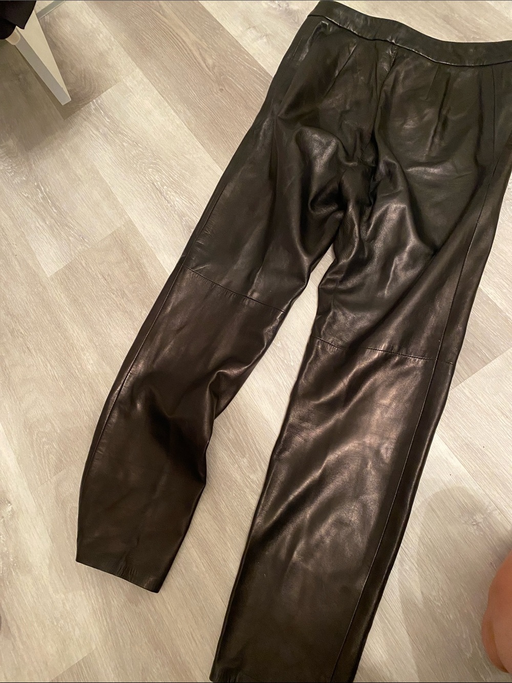 Ralph  Lauren Black straight Leg  tapered pants lamb skin  luxury Leather size 8 - Picture 6 of 8